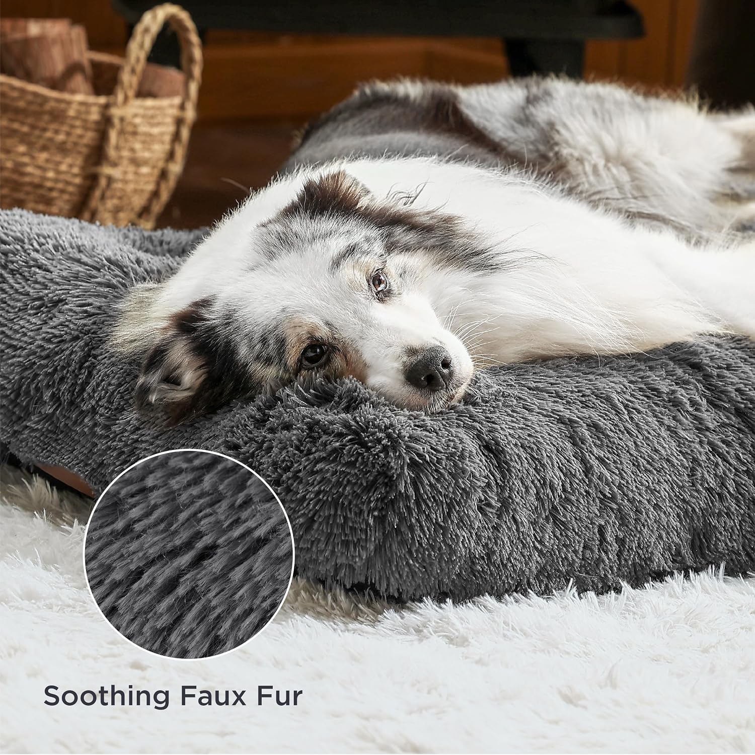 Dog Crate Bed Extra Large - XL Fluffy Crate Mattress Washable with anti Slip Bottom, Dog Anxiety Pillow Cushion for Xlarge Pets, Dark Grey, 104X69Cm