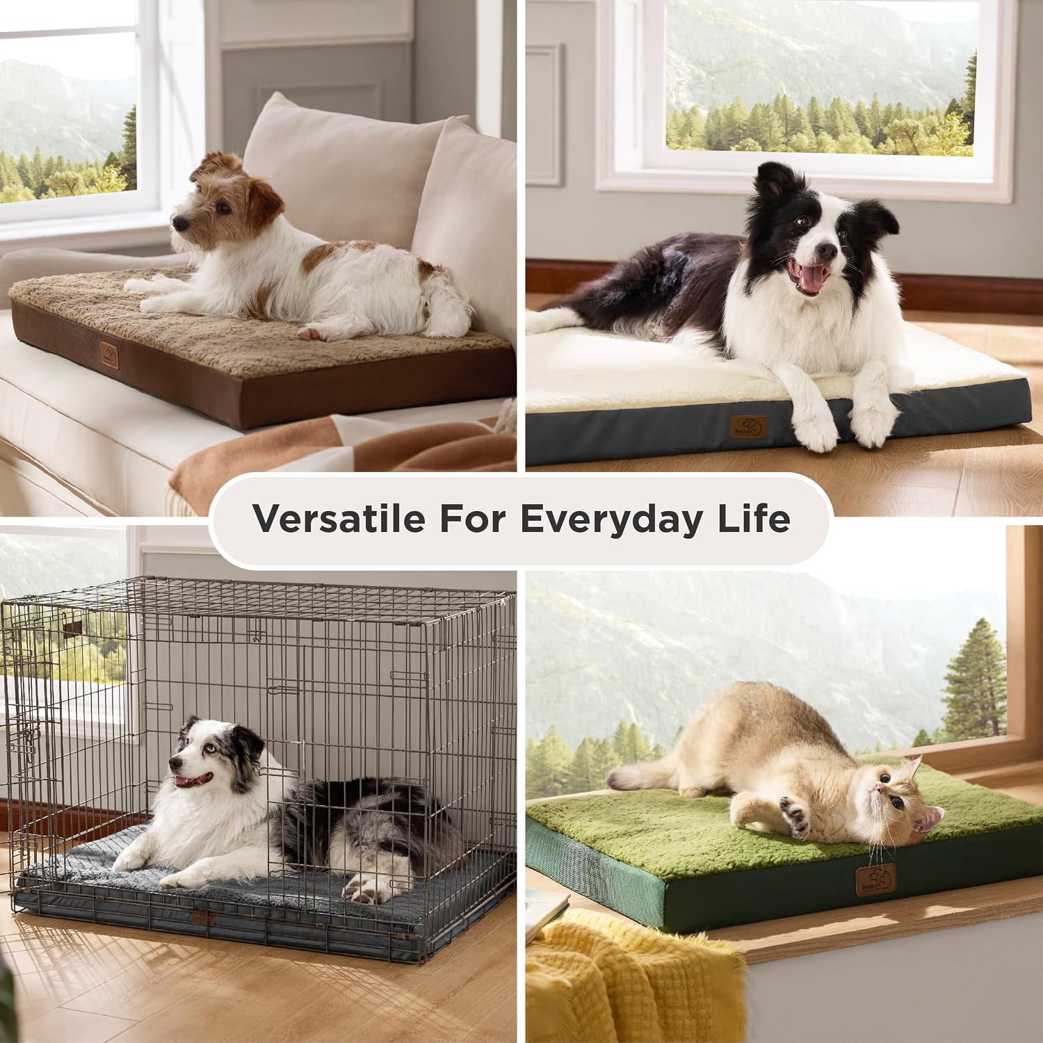 Orthopedic Dog Bed with Washable Cover for Large Dogs, 91X69Cm Grey | Egg Crate Foam Comfort Support Plush Pet Mat, Non-Slip Bottom, Removable Cover, Gifts for Dog, for Large Breed Dogs