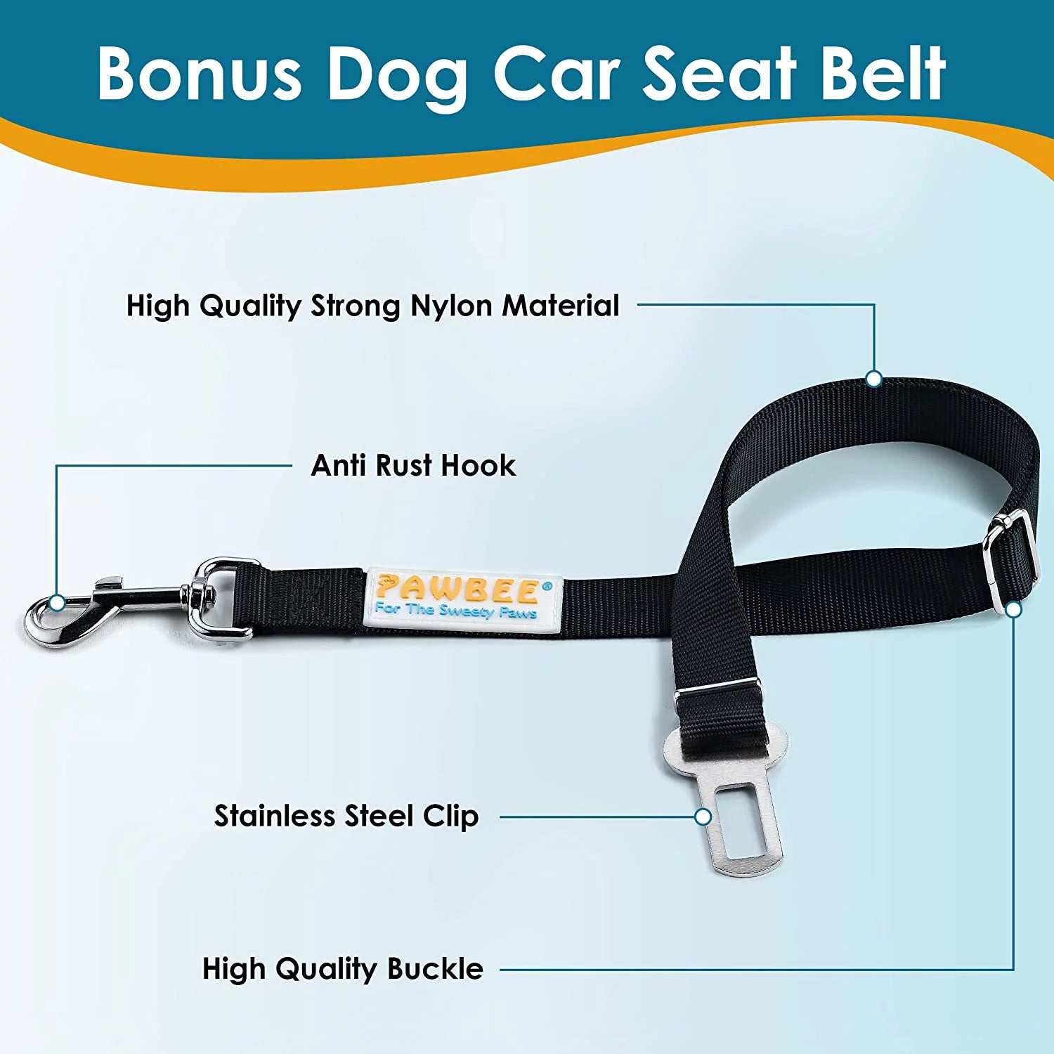 Dog Car Seat Cover, Waterproof & Nonslip Back Seat Hammock with Mesh Window & Seat Belt