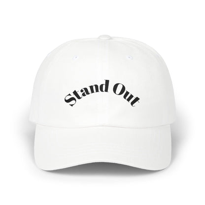 Classic Dad Cap — "Stand Out" Embroidered White Baseball Hat