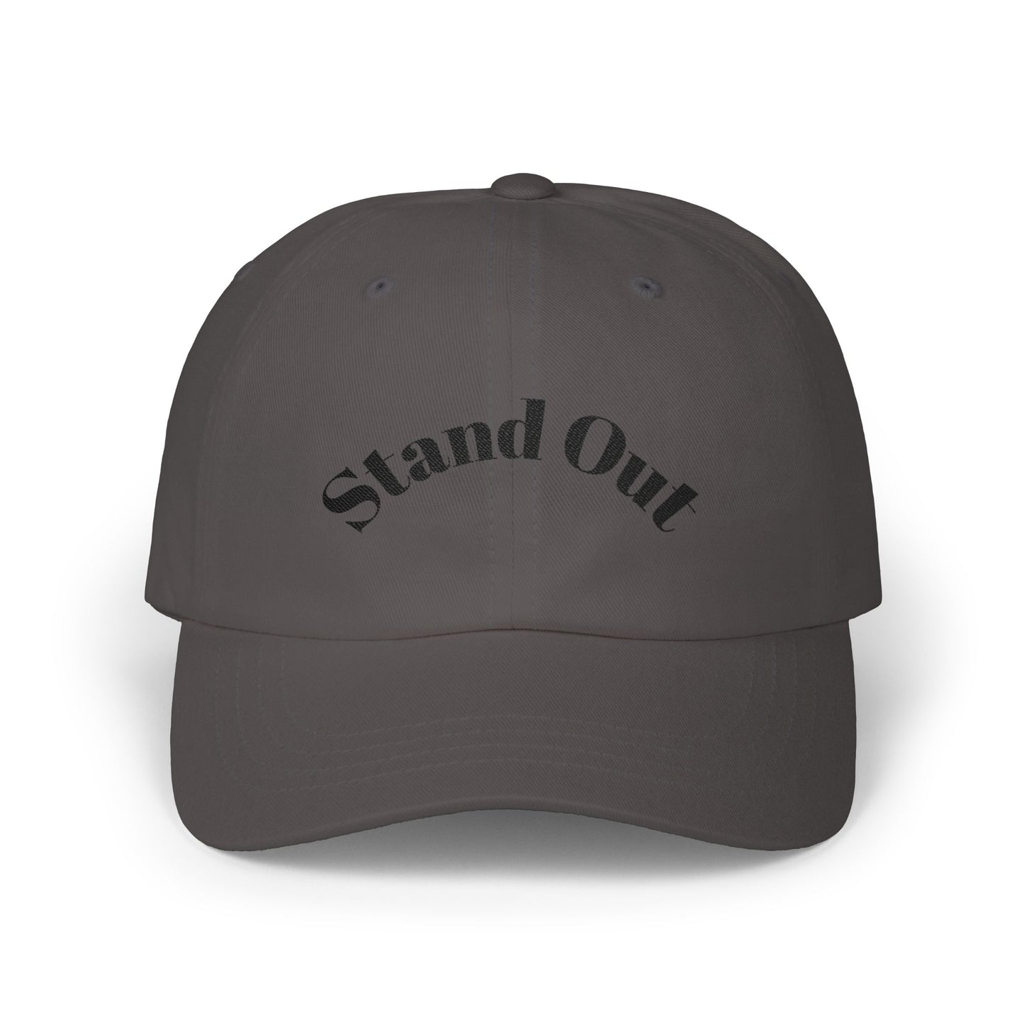 Classic Dad Cap — "Stand Out" Embroidered White Baseball Hat