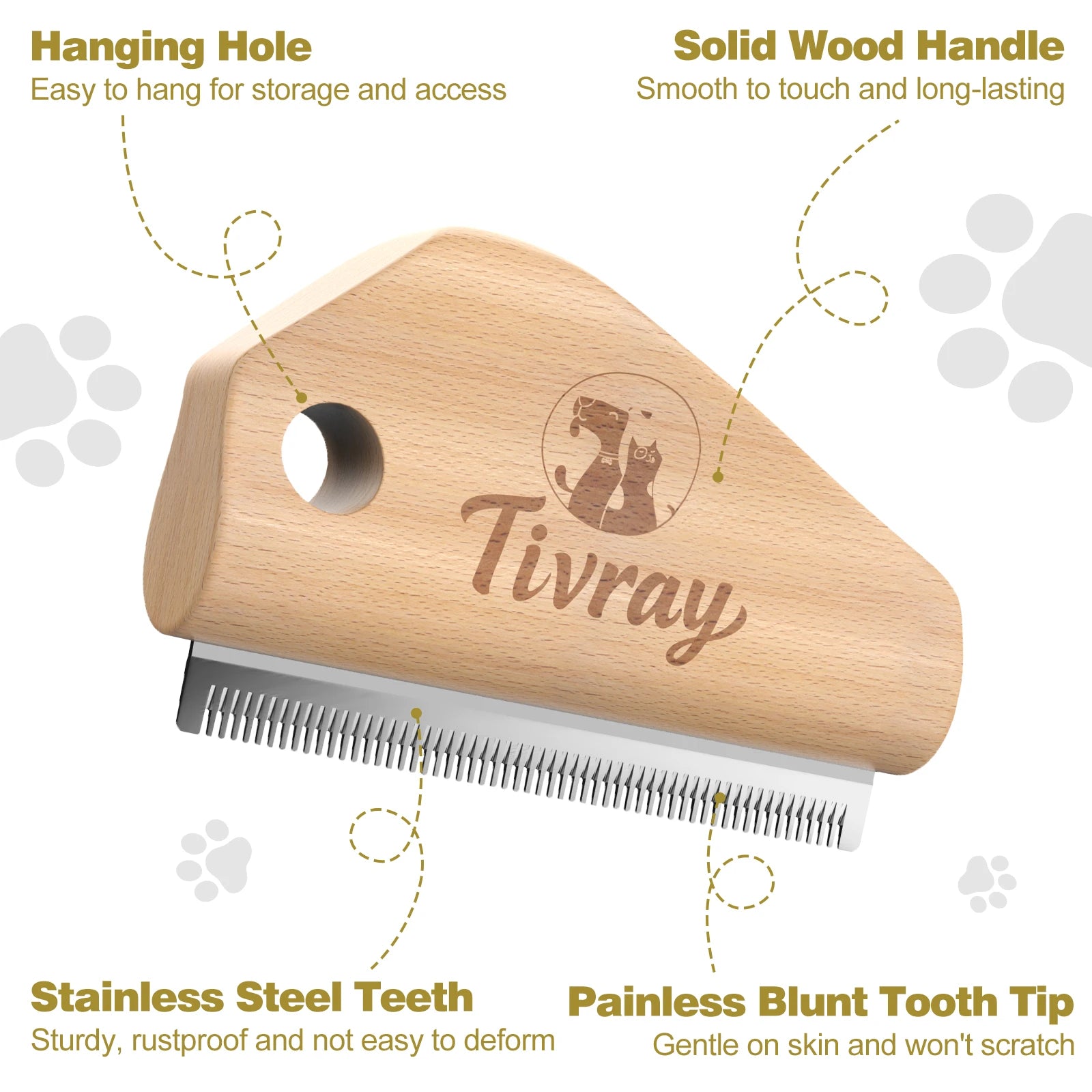 Dog Brush for Shedding Deshedding Brush for Dogs Pet Hair Removal Tool Painless Wood Remover for Pet Hair Cats Horses Cleaning