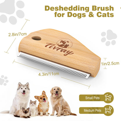 Dog Brush for Shedding Deshedding Brush for Dogs Pet Hair Removal Tool Painless Wood Remover for Pet Hair Cats Horses Cleaning