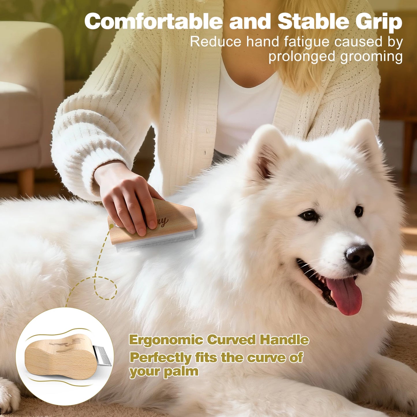 Dog Brush for Shedding Deshedding Brush for Dogs Pet Hair Removal Tool Painless Wood Remover for Pet Hair Cats Horses Cleaning