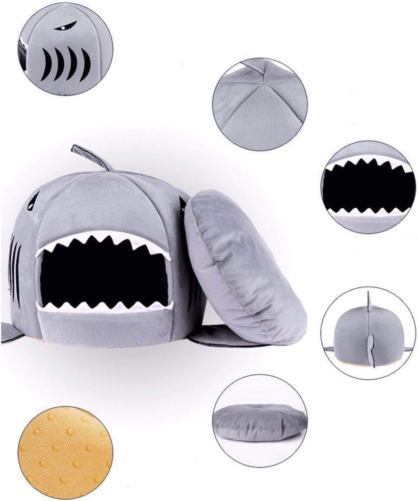 Dog Bed Shark Cat Bed Pet Cave for Small Pets with Removable Cushion Water Resistant Bottom Machine Washable Lovely Pet House Gift for Pet