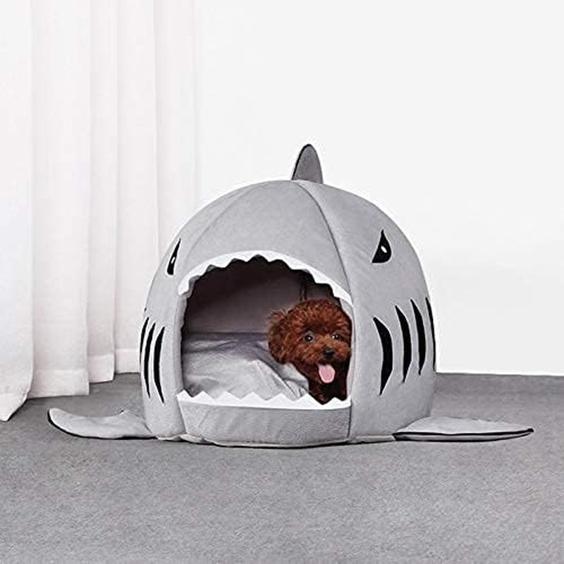 Dog Bed Shark Cat Bed Pet Cave for Small Pets with Removable Cushion Water Resistant Bottom Machine Washable Lovely Pet House Gift for Pet