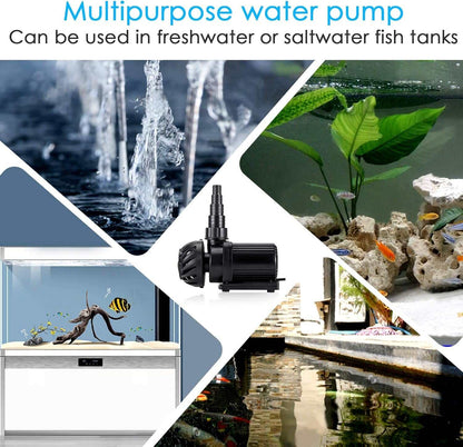 Controllable Aquarium Water Pump,75W 2400GPH Circulation Make Wave/Feed Mode/20 Options Flow Adjustable, Amphibious Submersible or Land Powerful Return Pump for Saltwater & Freshwater