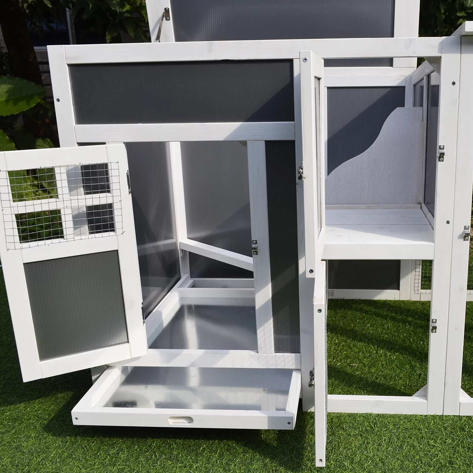 Pawhut 63" Chicken Coop Wooden Chicken House Rabbit Hutch Poultry Cage Hen Pen Backyard PC Roof with Run Box