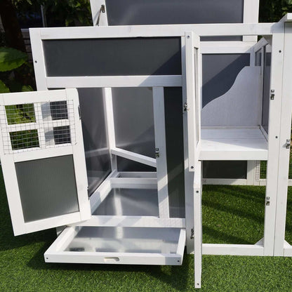 Pawhut 63" Chicken Coop Wooden Chicken House Rabbit Hutch Poultry Cage Hen Pen Backyard PC Roof with Run Box