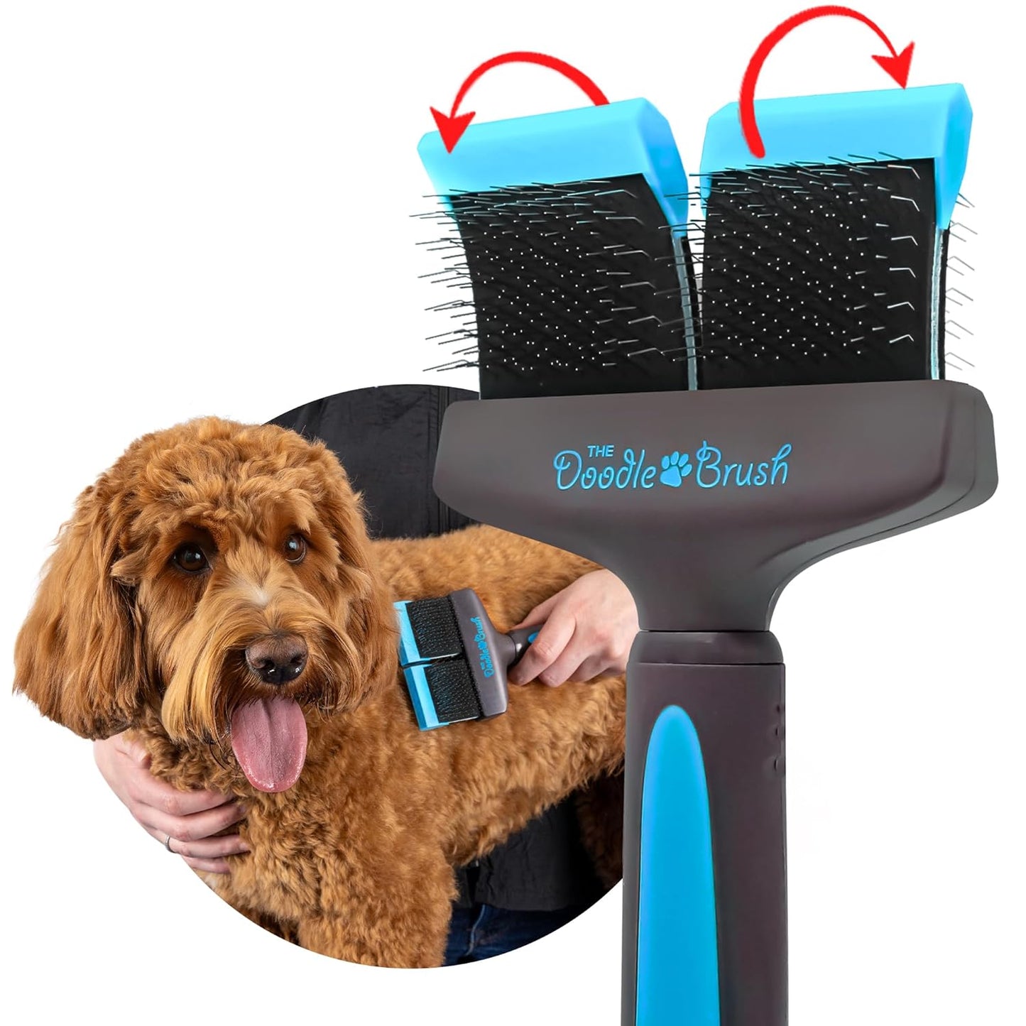 Slicker Brush for Dogs, Dual Head Dog Hair Brushes, Flexible Head Slicker for Dogs, Poodle, Labradoodle, Sheepadoodle, Tangle-Free Grooming, Healthy & Shiny Coat Pet Brushes
